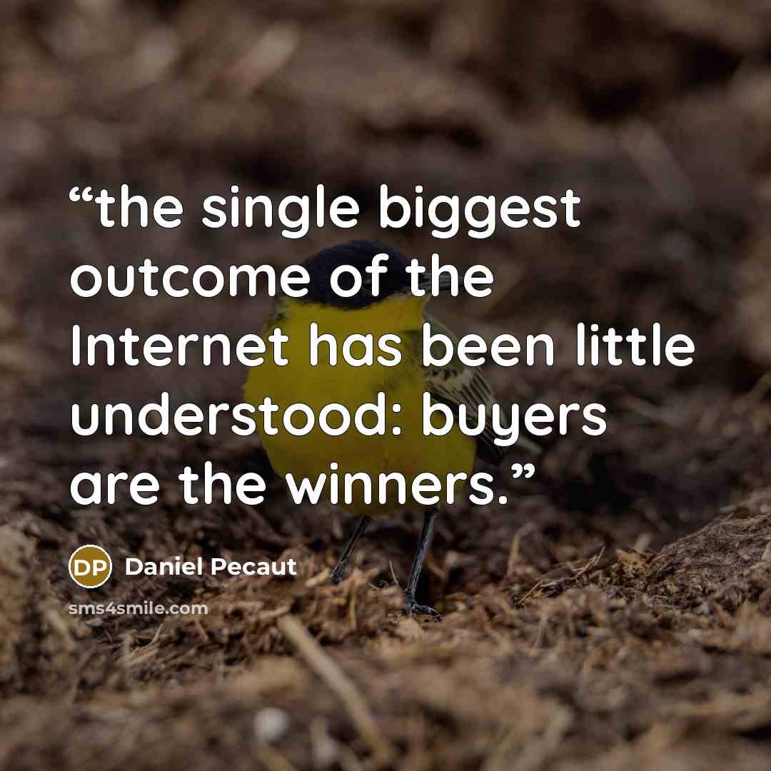 “the single biggest outcome of the Internet has been little understood: buyers are the winners.” quote by Daniel Pecaut