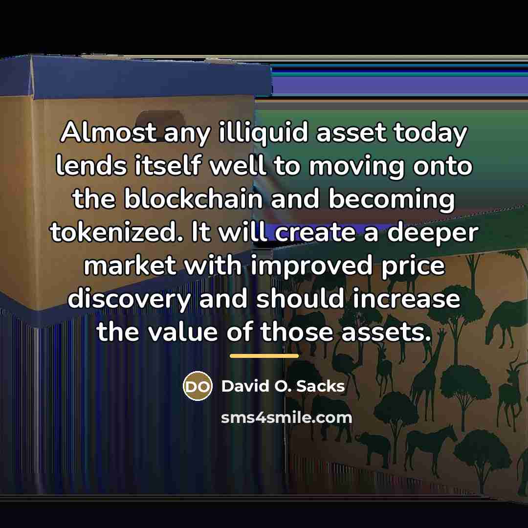 “Almost any illiquid asset today lends itself well to moving…” quote by David O. Sacks