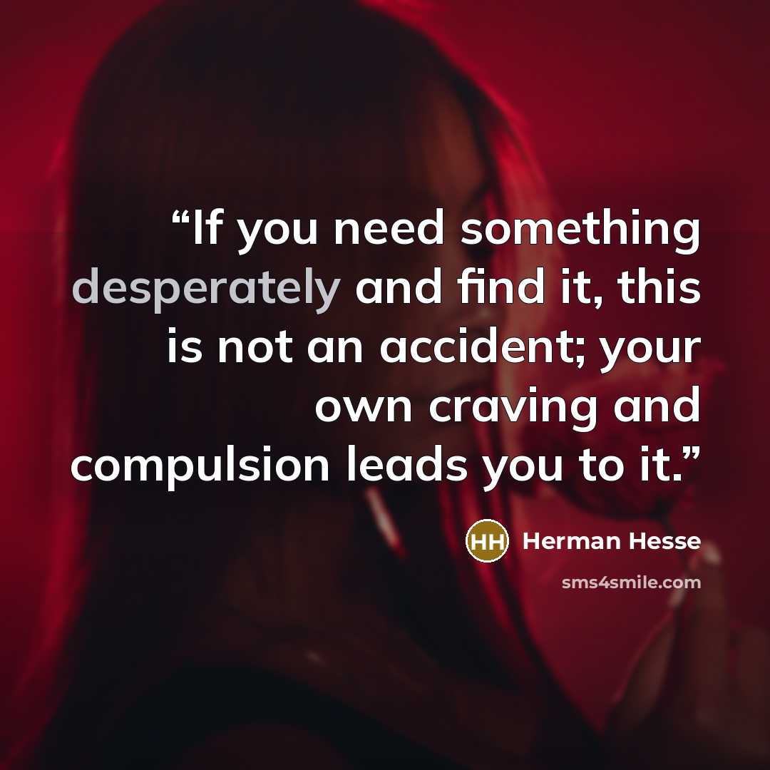 “If you need something desperately and find it, this is not an accident; your own craving and compulsion leads you to it.” quote by Herman Hesse
