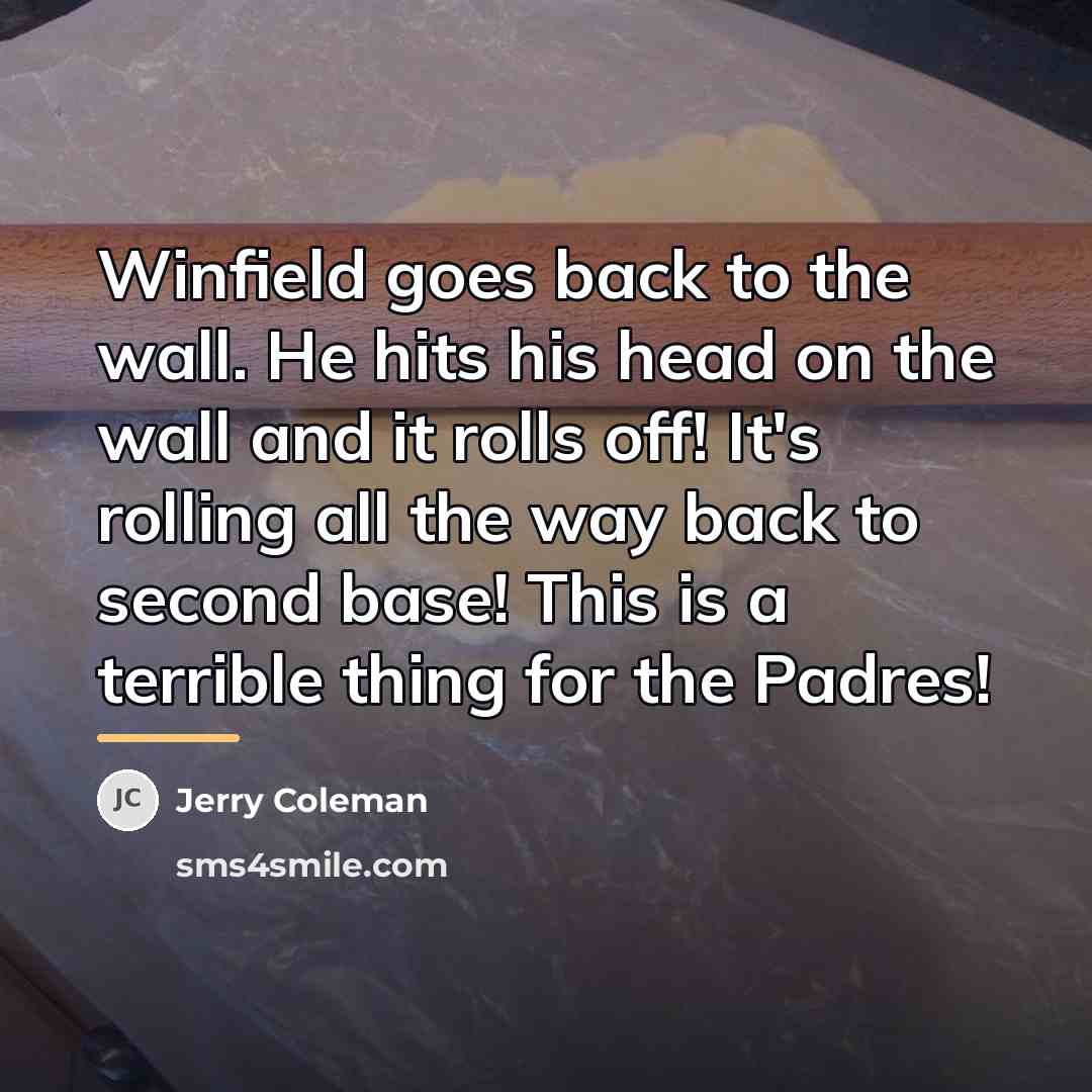 “Winfield goes back to the wall. He hits his head…” quote by Jerry Coleman