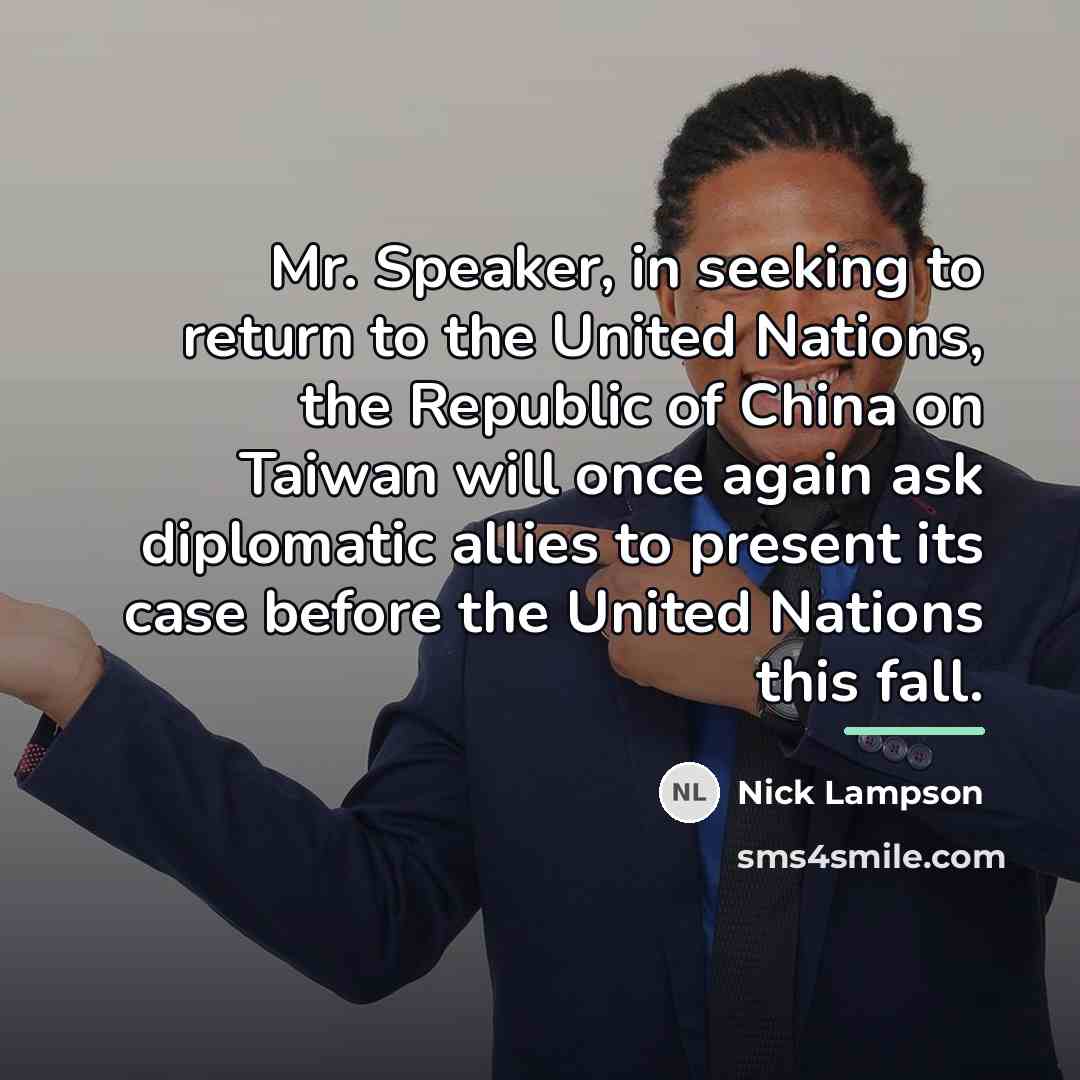 “Mr. Speaker, in seeking to return to the United Nations,…” quote by Nick Lampson