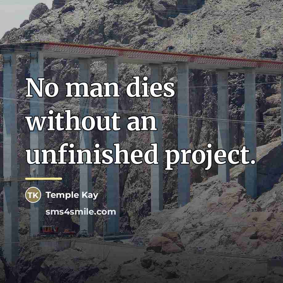 “No man dies without an unfinished project.…” quote by Temple Kay