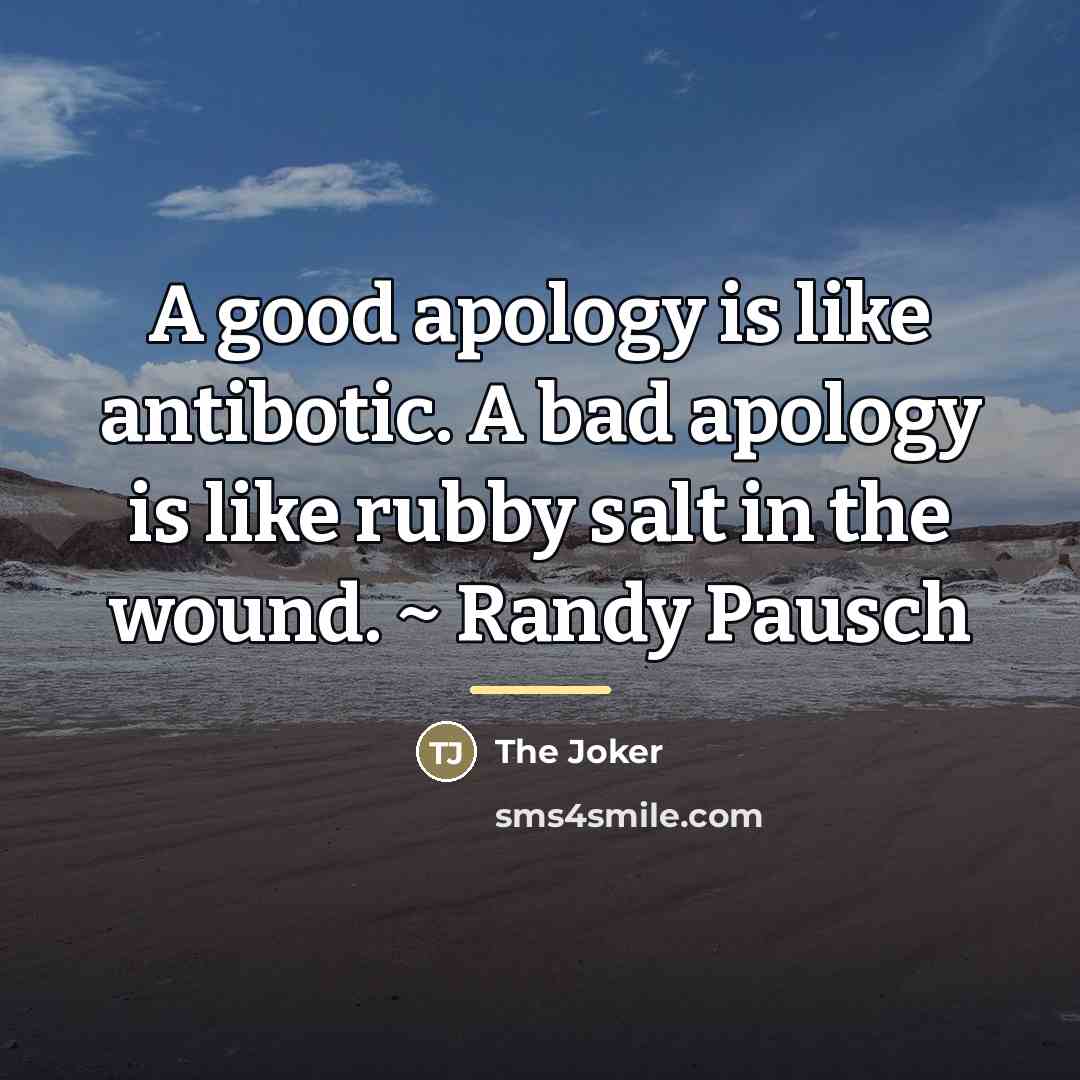 “A good apology is like antibotic. A bad apology is…” quote by The Joker