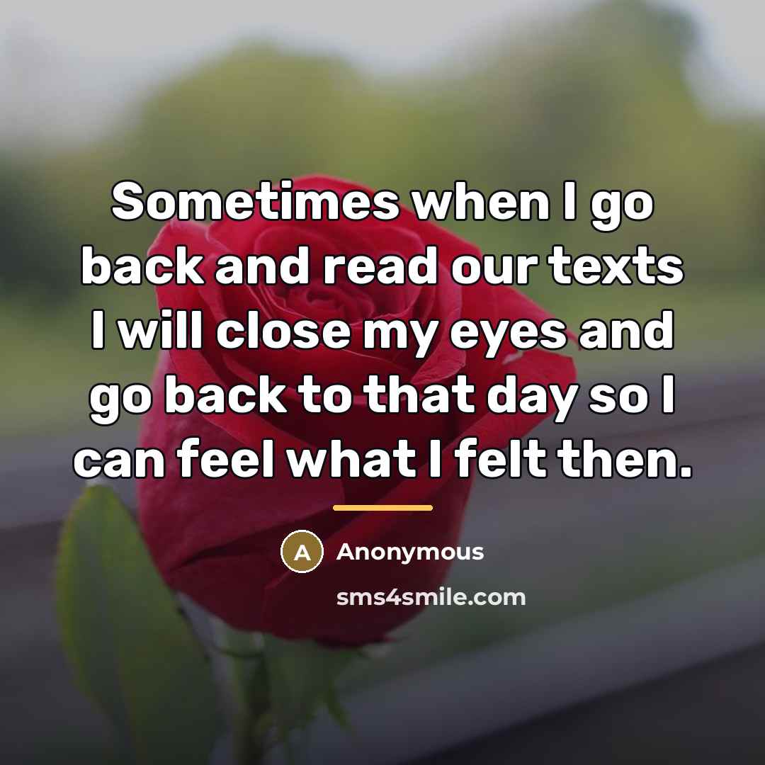 “Sometimes when I go back and read our texts I…” quote by Anonymous