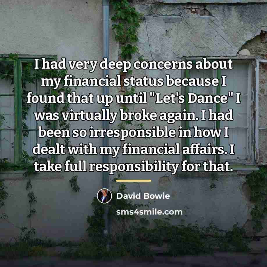 “I had very deep concerns about my financial status because…” quote by David Bowie