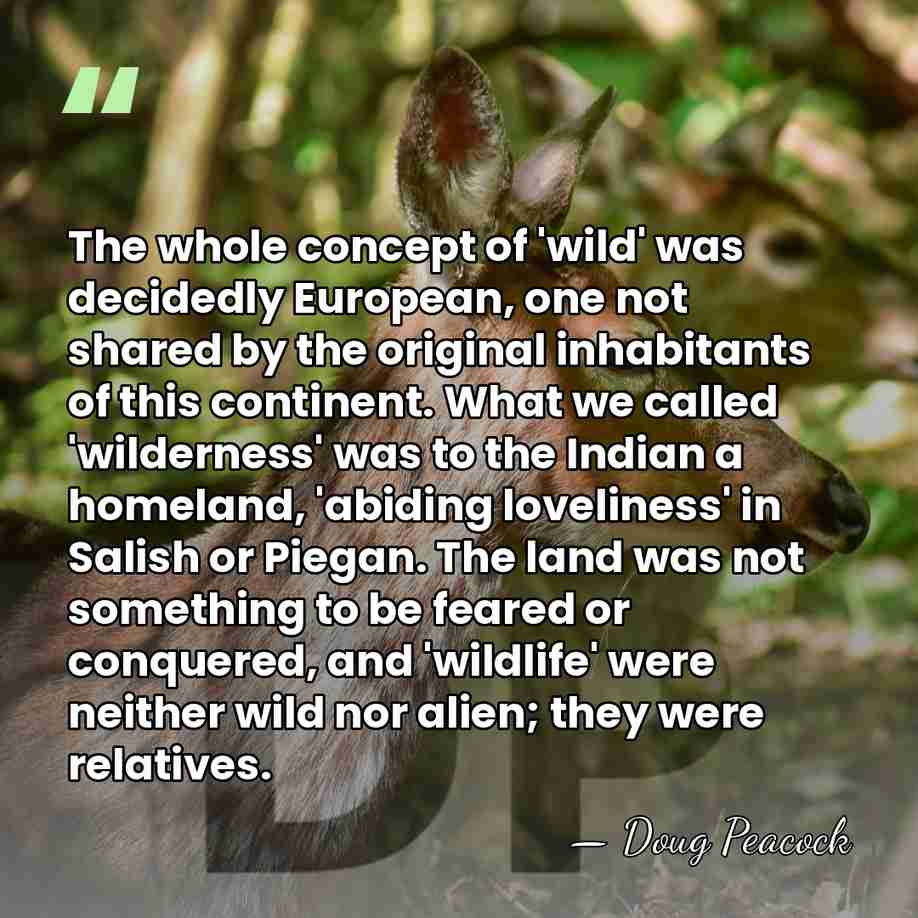 The whole concept of 'wild' was decidedly European, one not shared by&hellip; - Doug Peacock