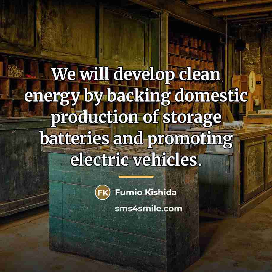 “We will develop clean energy by backing domestic production of…” quote by Fumio Kishida