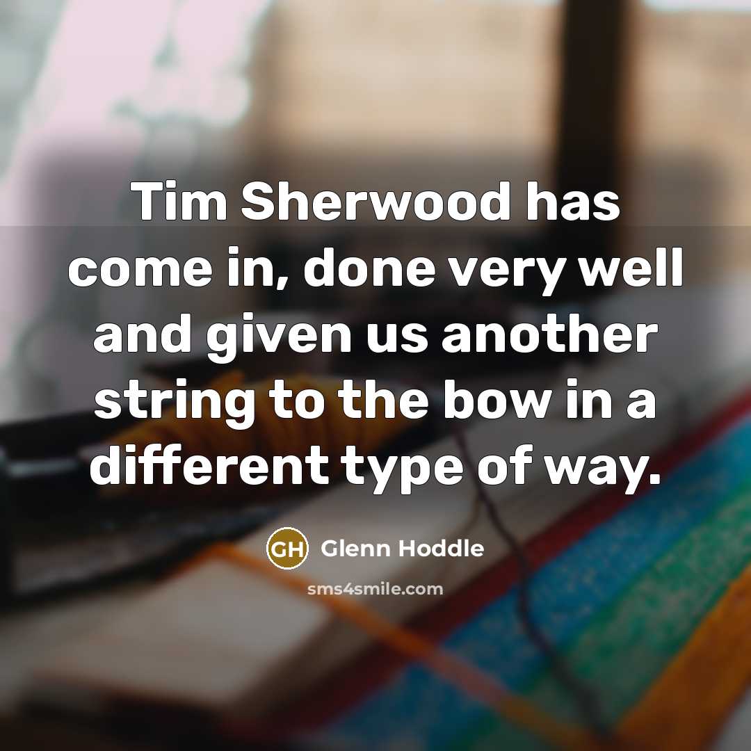 “Tim Sherwood has come in, done very well and given…” quote by Glenn Hoddle
