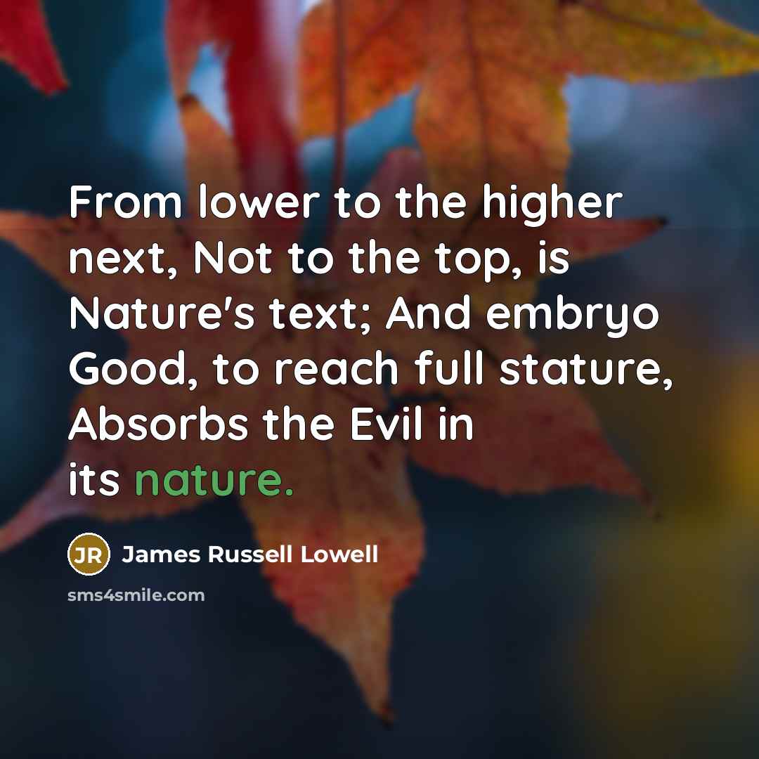 “From lower to the higher next, Not to the top,…” quote by James Russell Lowell