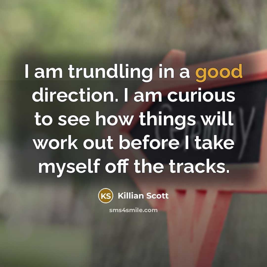 “I am trundling in a good direction. I am curious…” quote by Killian Scott