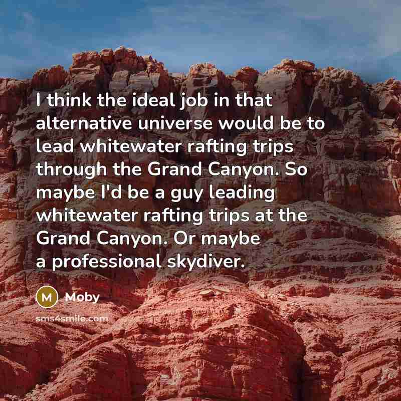 “I think the ideal job in that alternative universe would…” quote by Moby