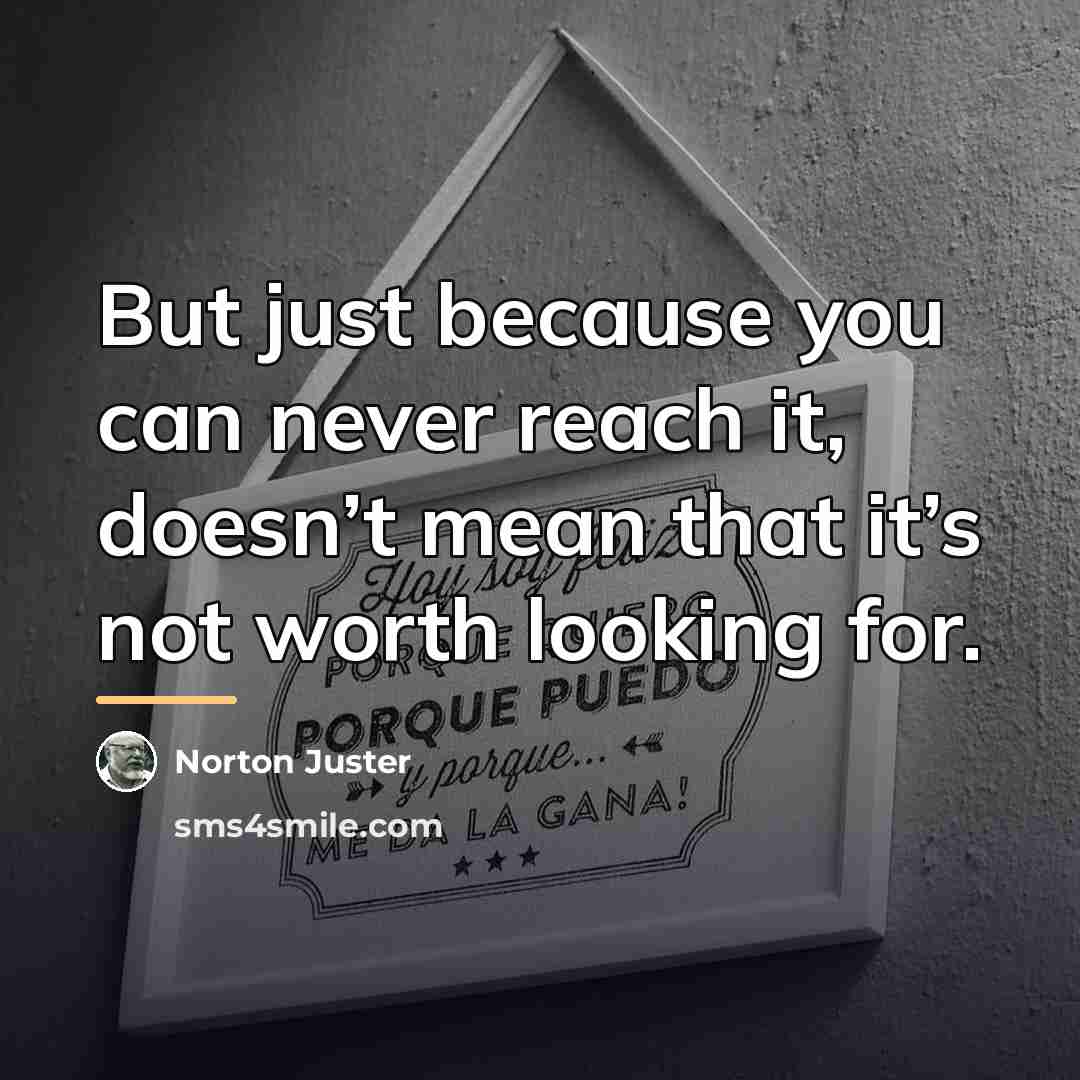 “But just because you can never reach it, doesn’t mean…” quote by Norton Juster
