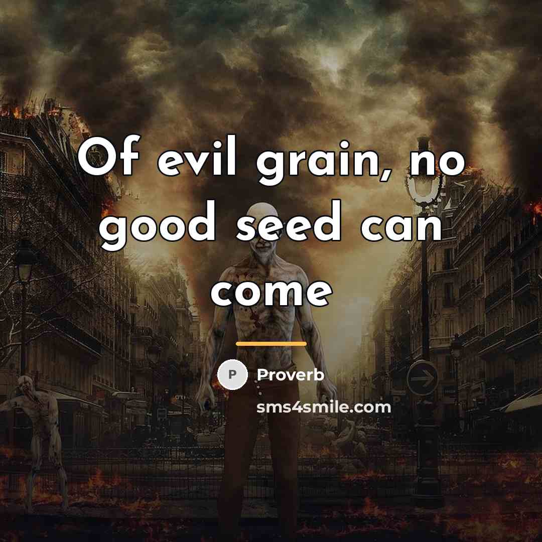 “Of evil grain, no good seed can come…” quote by Proverb