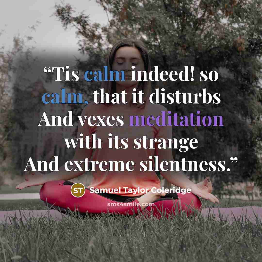 “Tis calm indeed! so calm, that it disturbs And vexes meditation with its strange And extreme silentness.” quote by Samuel Taylor Coleridge