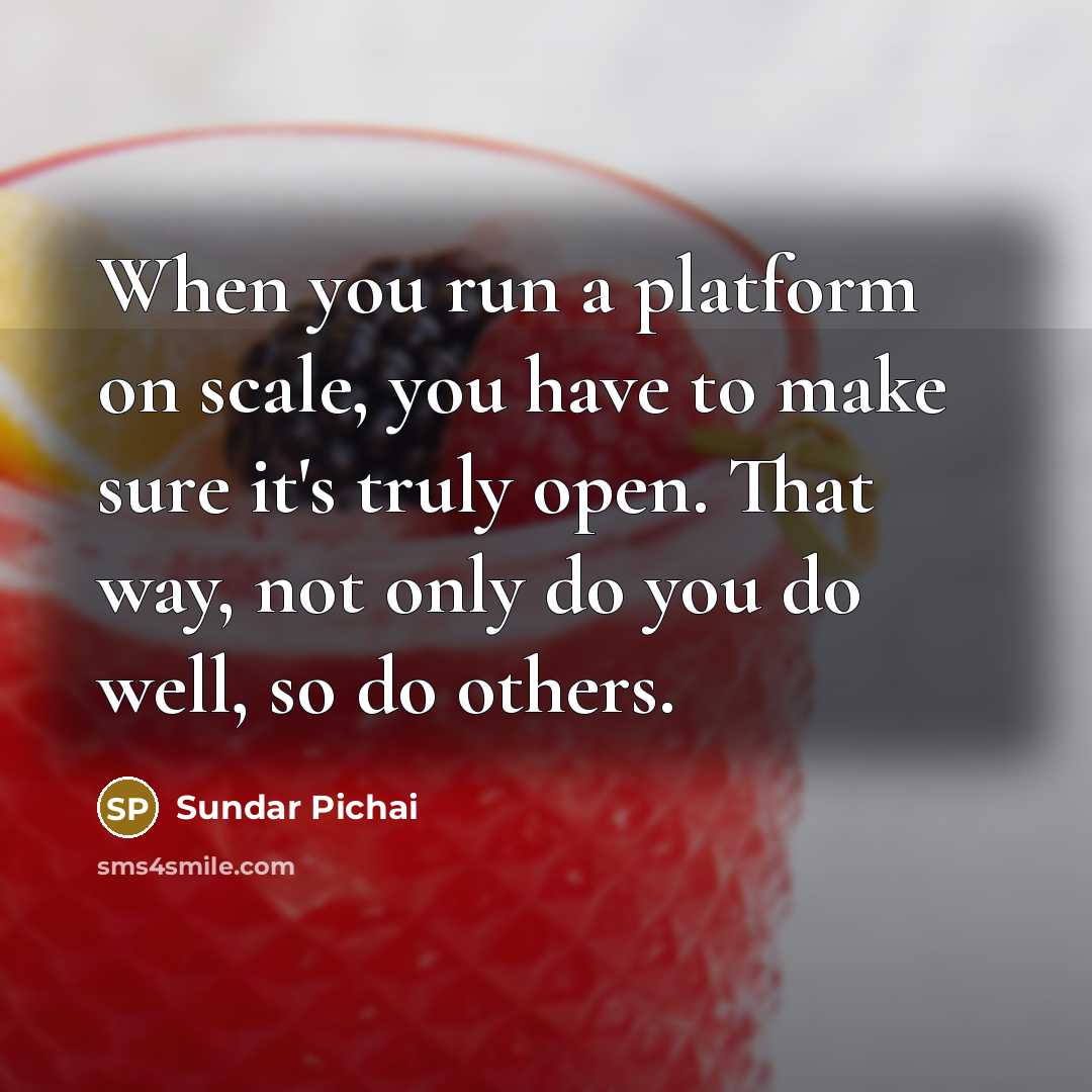“When you run a platform on scale, you have to…” quote by Sundar Pichai