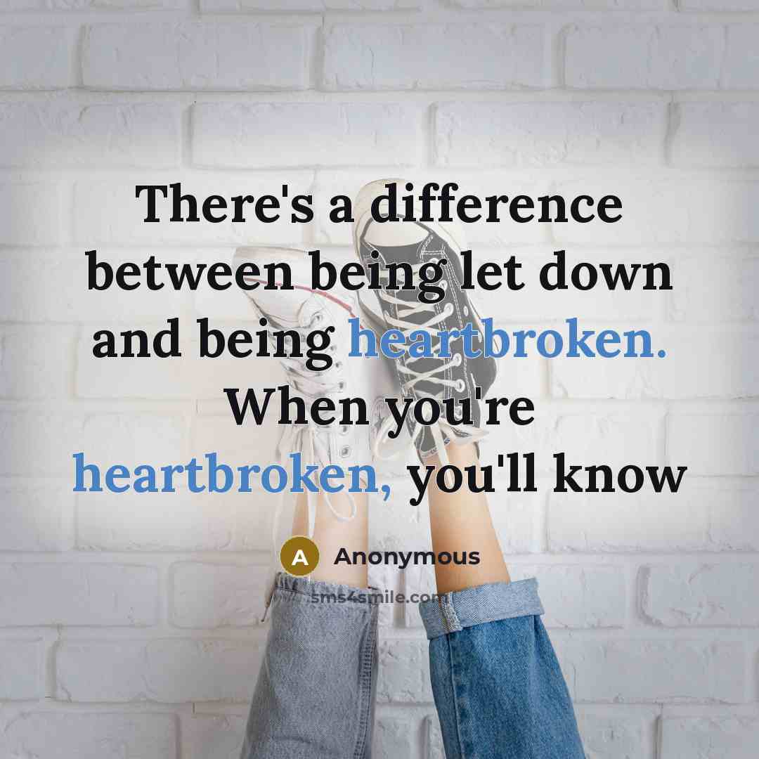 “There's a difference between being let down and being heartbroken. When you're heartbroken, you'll know” quote by Anonymous