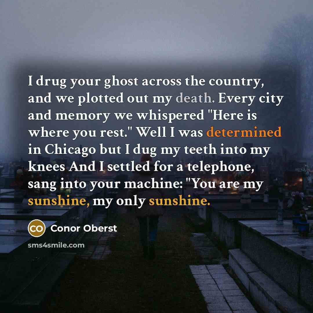 “I drug your ghost across the country, and we plotted…” quote by Conor Oberst