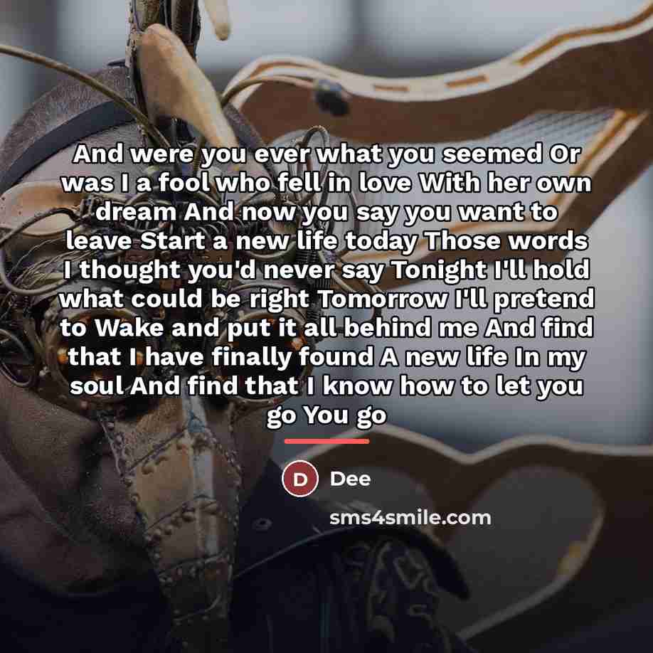 “And were you ever what you seemed Or was I…” quote by Dee