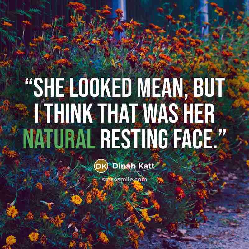 “She looked mean, but I think that was her natural resting face.” quote by Dinah Katt
