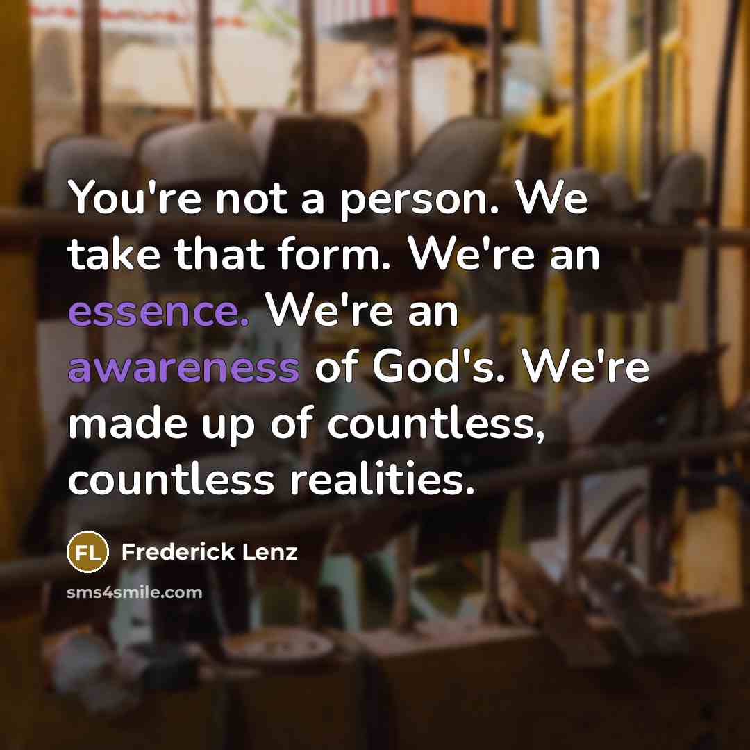 “You're not a person. We take that form. We're an…” quote by Frederick Lenz
