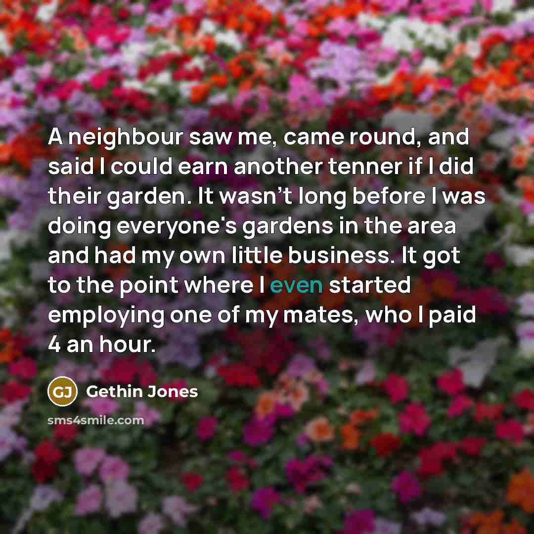 “A neighbour saw me, came round, and said I could…” quote by Gethin Jones