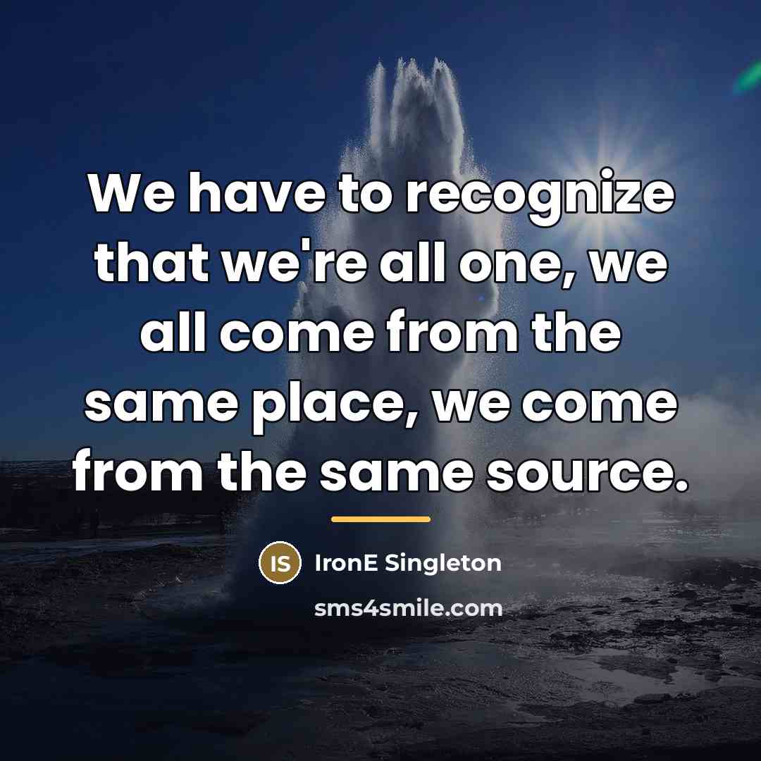 “We have to recognize that we're all one, we all…” quote by IronE Singleton
