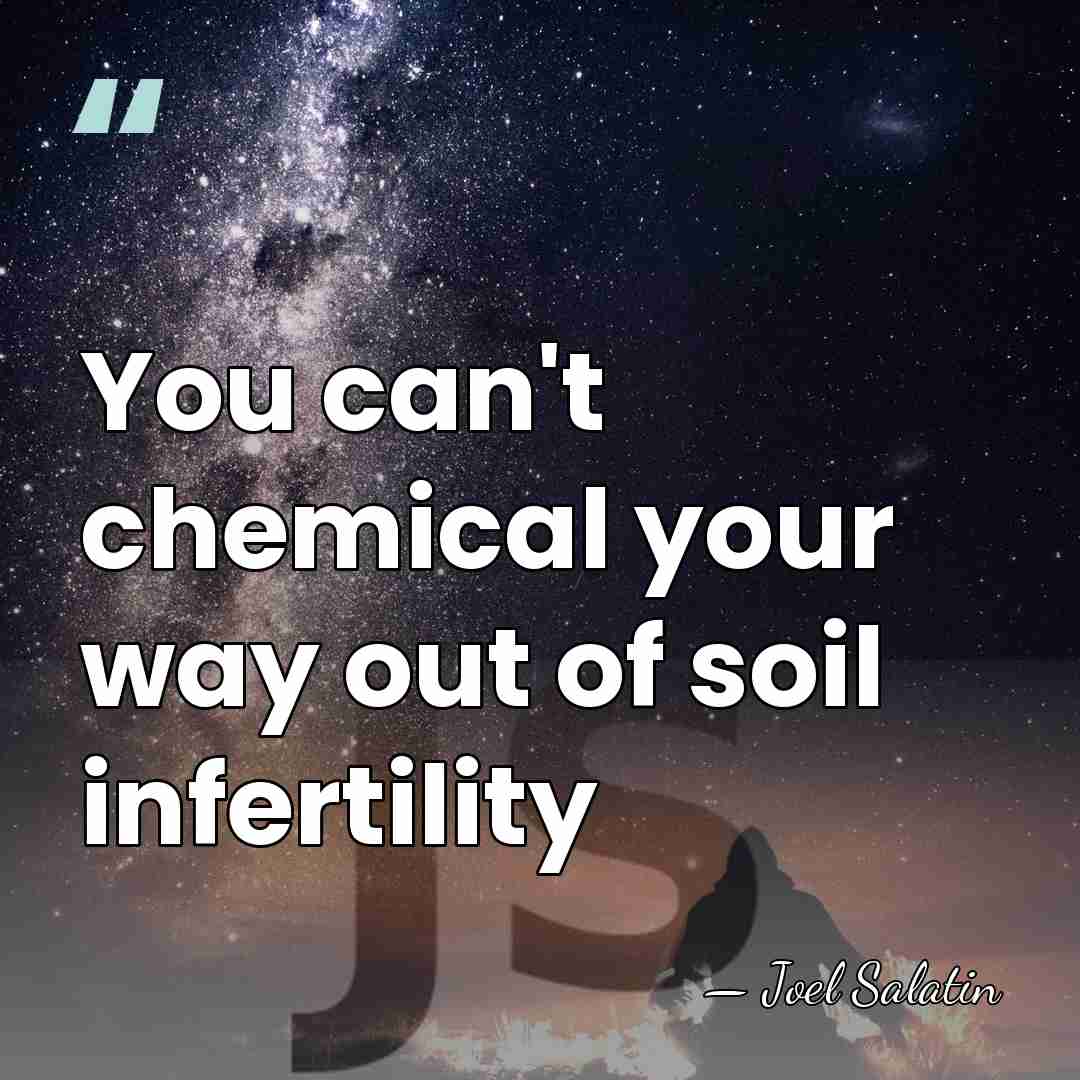 You can't chemical your way out of soil infertility - Joel Salatin