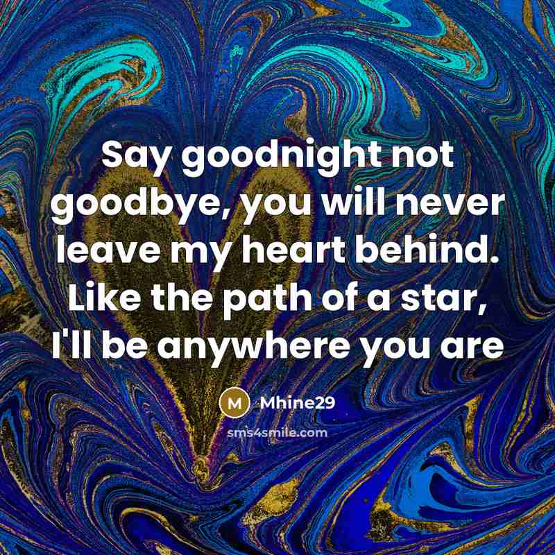 “Say goodnight not goodbye, you will never leave my heart…” quote by Mhine29