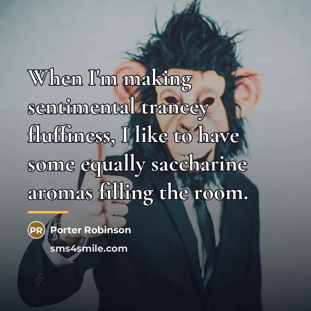 “When I'm making sentimental trancey fluffiness, I like to have…” quote by Porter Robinson