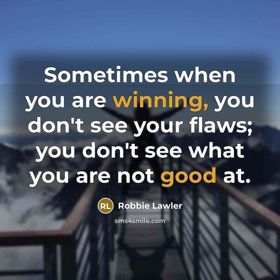 “Sometimes when you are winning, you don't see your flaws;…” quote by Robbie Lawler