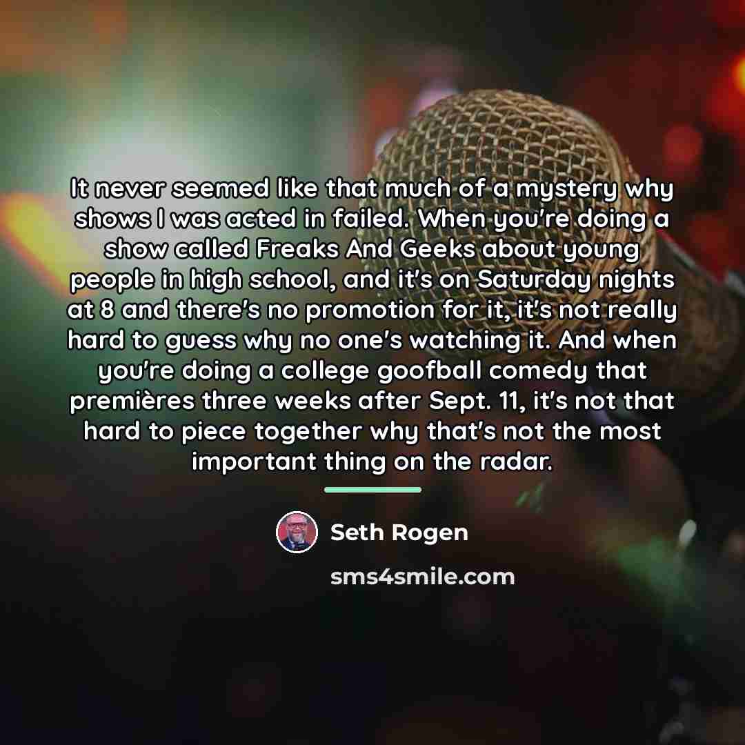 “It never seemed like that much of a mystery why…” quote by Seth Rogen