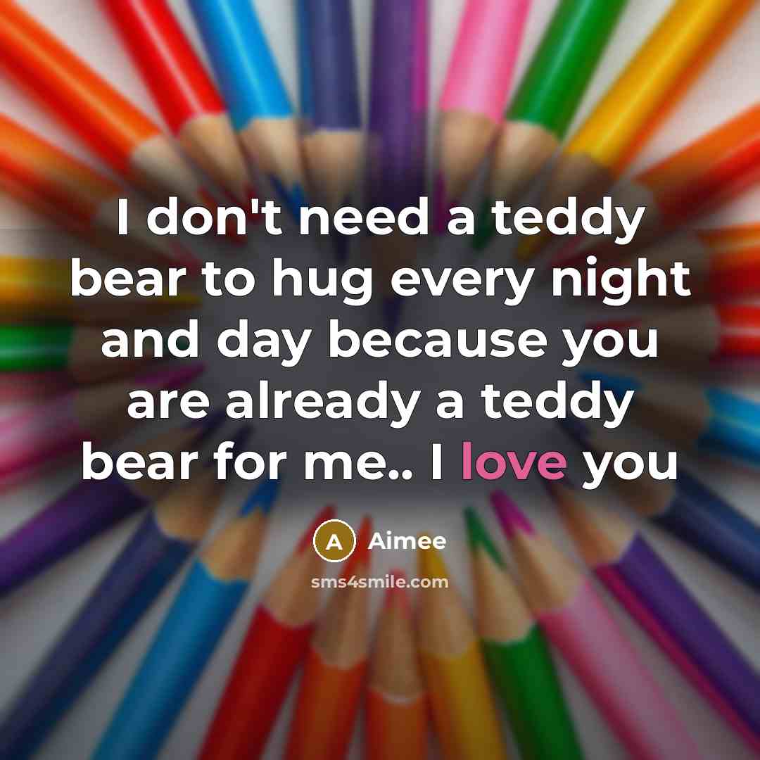 “I don't need a teddy bear to hug every night…” quote by Aimee