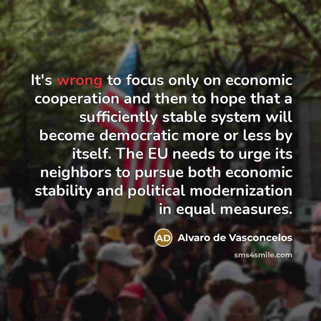 “It's wrong to focus only on economic cooperation and then…” quote by Alvaro de Vasconcelos