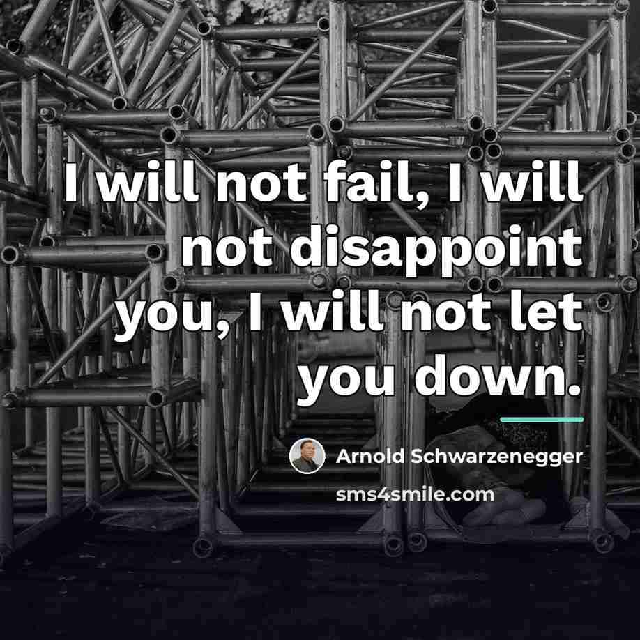 “I will not fail, I will not disappoint you, I…” quote by Arnold Schwarzenegger