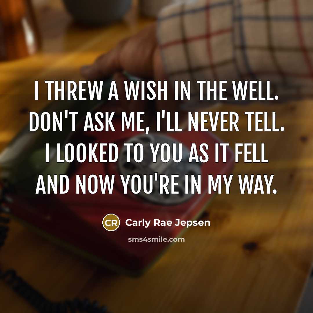 “I threw a wish in the well. Don't ask me,…” quote by Carly Rae Jepsen