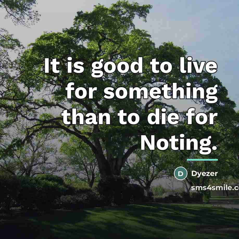 “It is good to live for something than to die…” quote by Dyezer