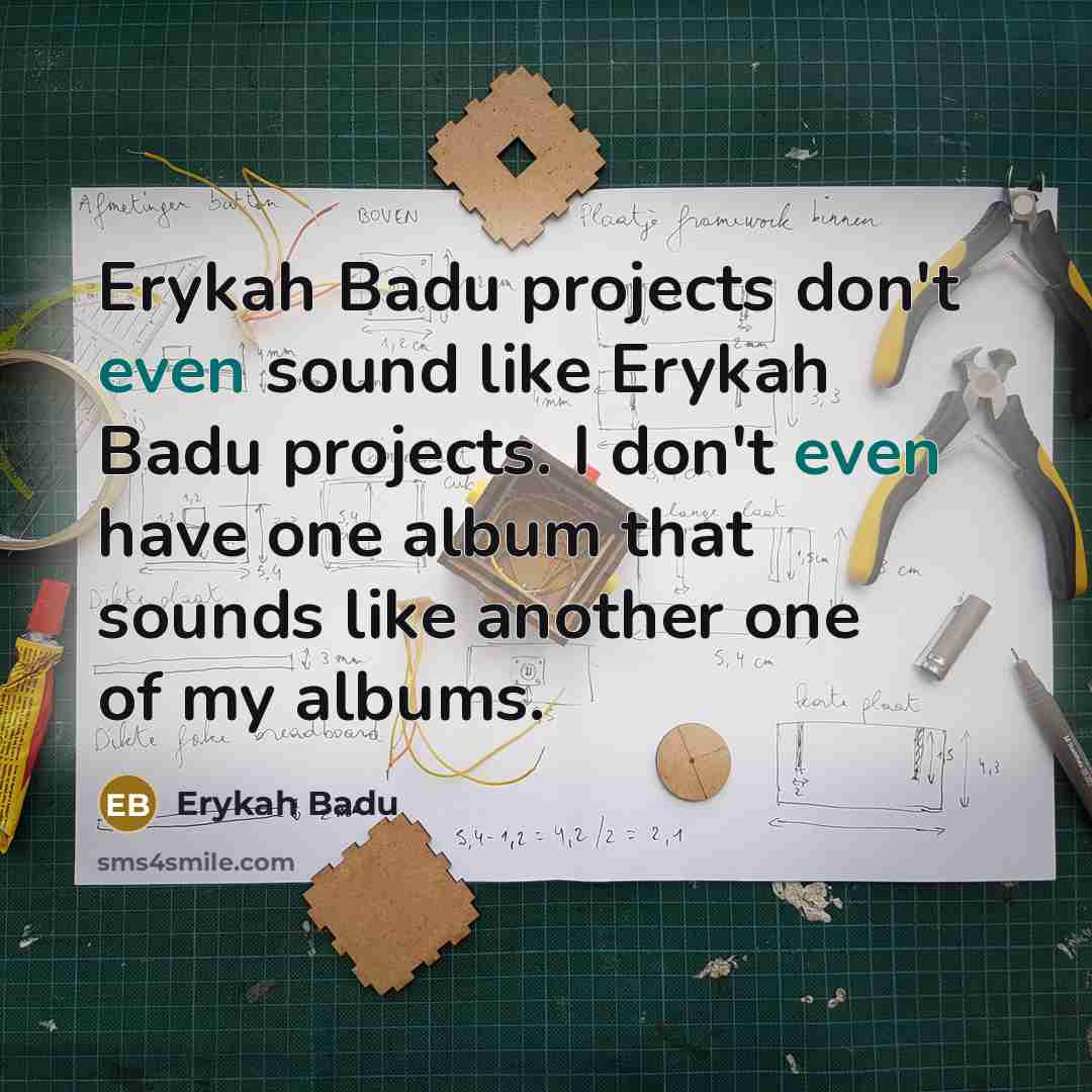 “Erykah Badu projects don't even sound like Erykah Badu projects.…” quote by Erykah Badu