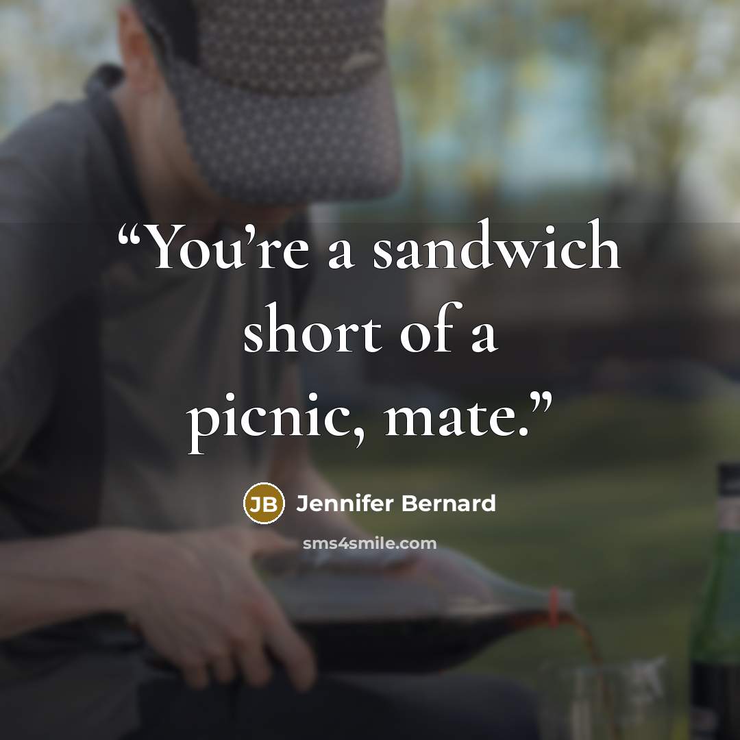 “You’re a sandwich short of a picnic, mate.” quote by Jennifer Bernard