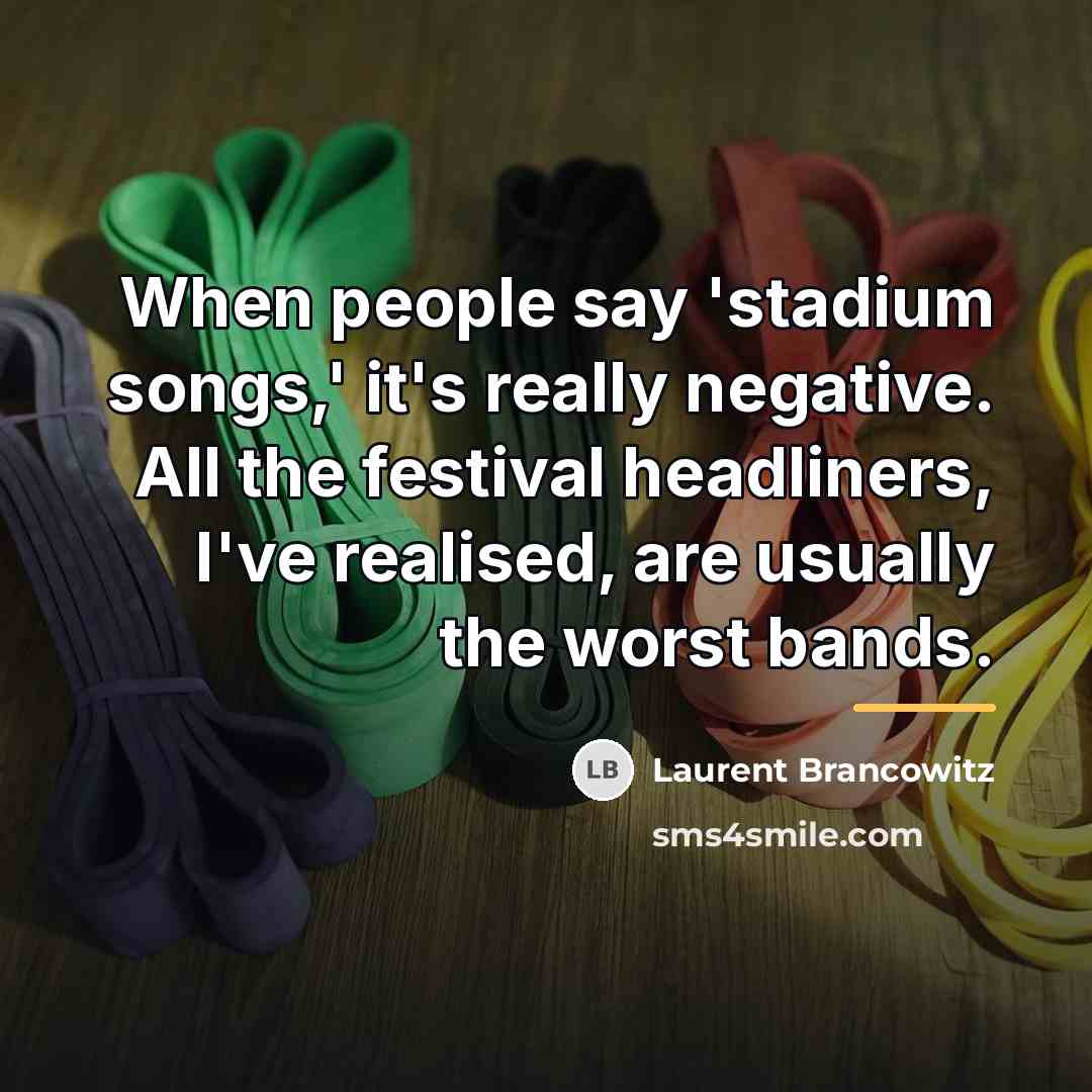 “When people say 'stadium songs,' it's really negative. All the…” quote by Laurent Brancowitz