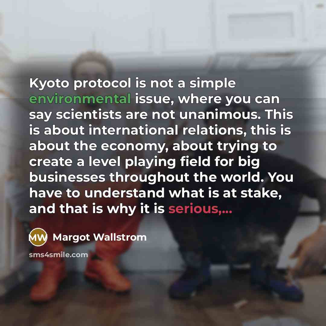“Kyoto protocol is not a simple environmental issue, where you…” quote by Margot Wallstrom
