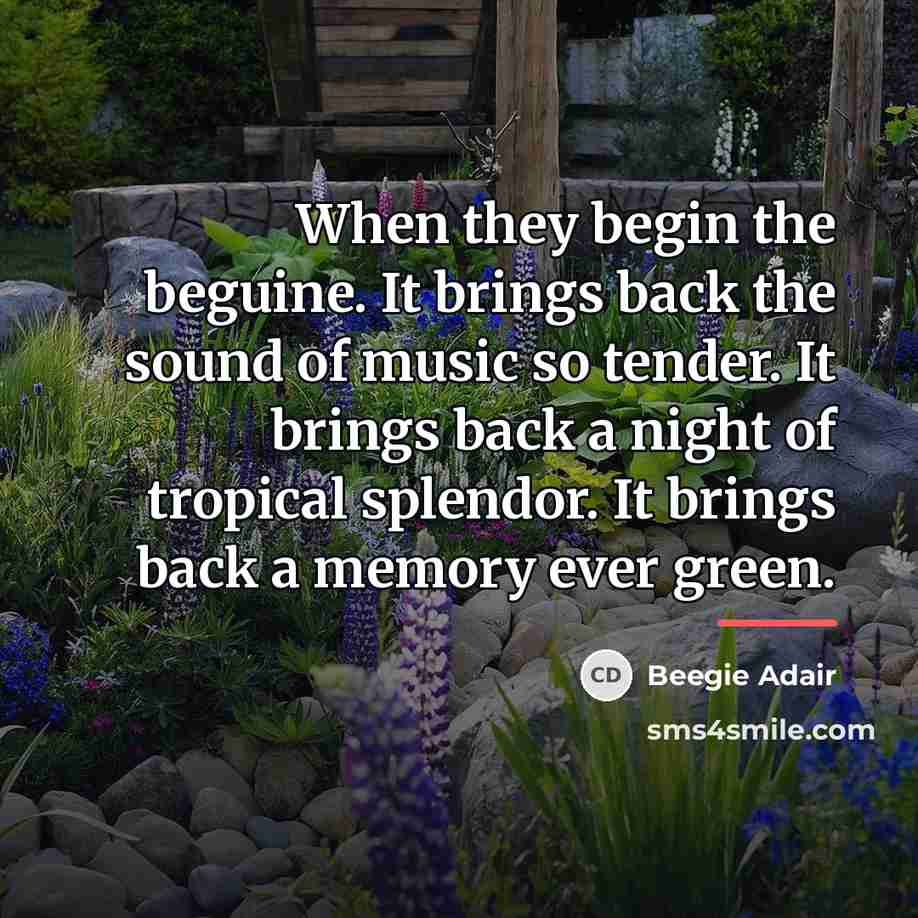“When they begin the beguine. It brings back the sound…” quote by Beegie Adair
