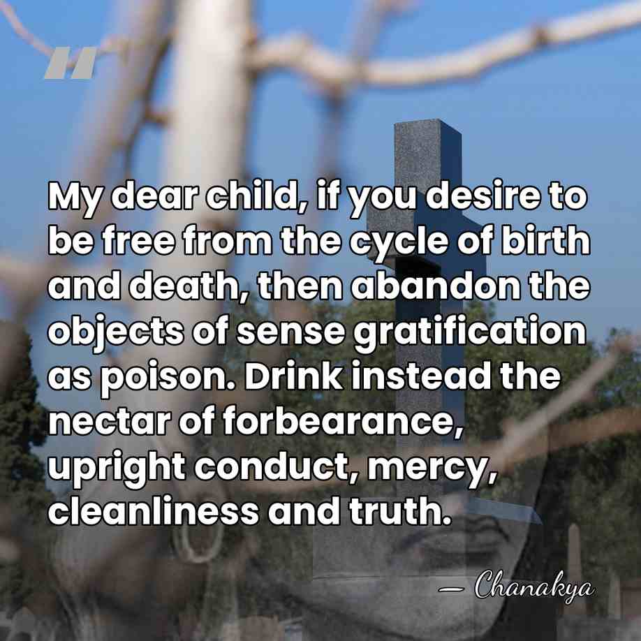 My dear child, if you desire to be free from the cycle&hellip; - Chanakya