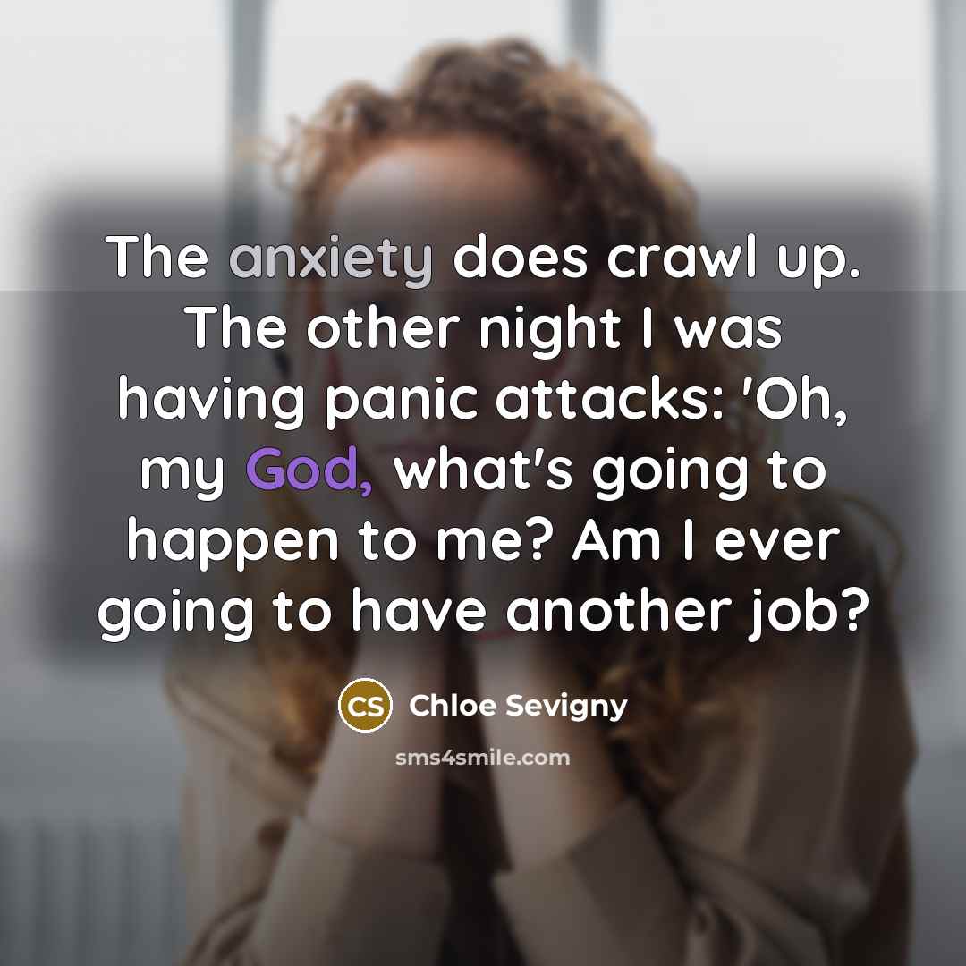 “The anxiety does crawl up. The other night I was…” quote by Chloe Sevigny