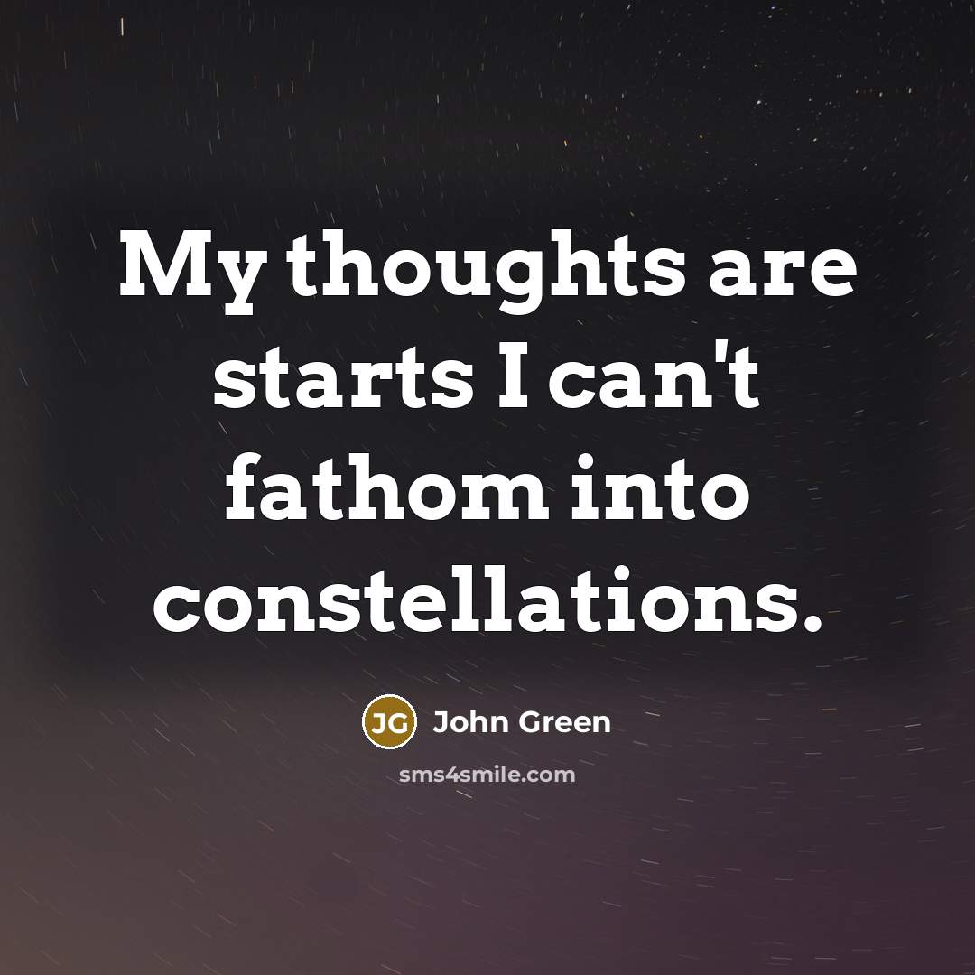 “My thoughts are starts I can't fathom into constellations.…” quote by John Green