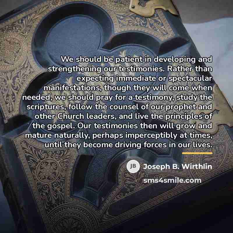 “We should be patient in developing and strengthening our testimonies.…” quote by Joseph B. Wirthlin