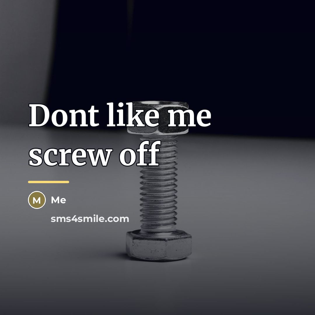 “Dont like me screw off…” quote by Me