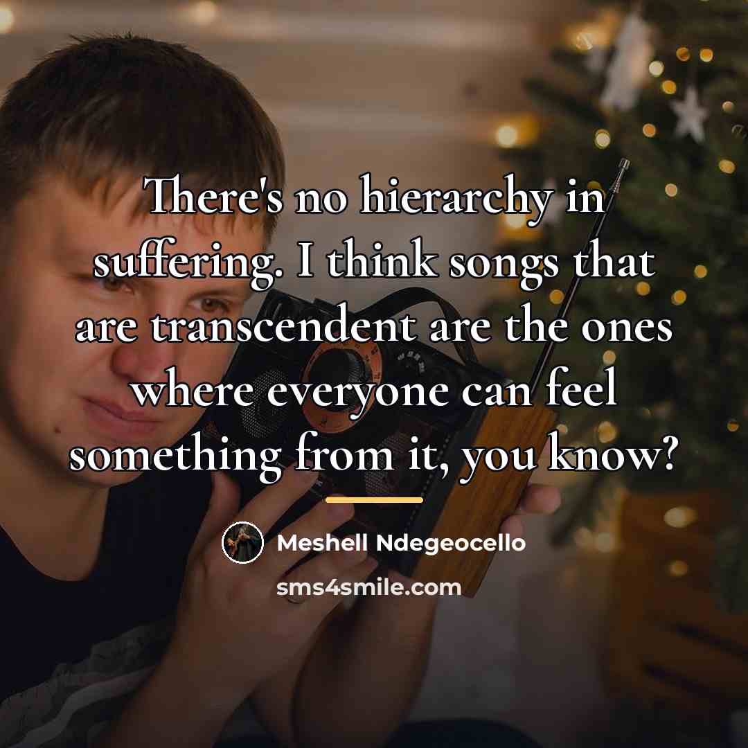 “There's no hierarchy in suffering. I think songs that are…” quote by Meshell Ndegeocello
