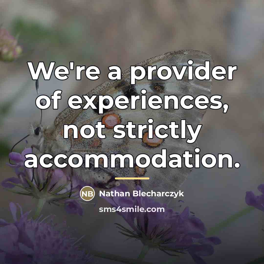“We're a provider of experiences, not strictly accommodation.…” quote by Nathan Blecharczyk