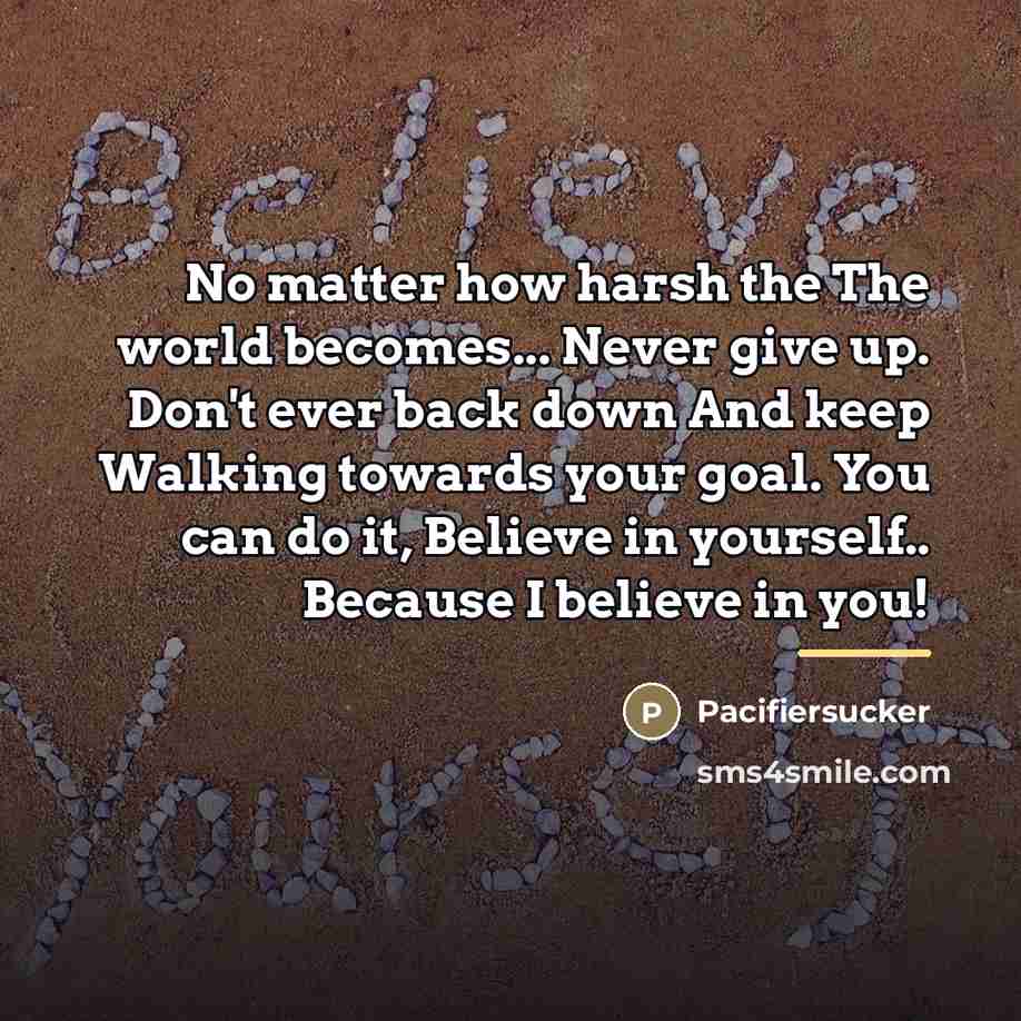 “No matter how harsh the The world becomes... Never give…” quote by Pacifiersucker