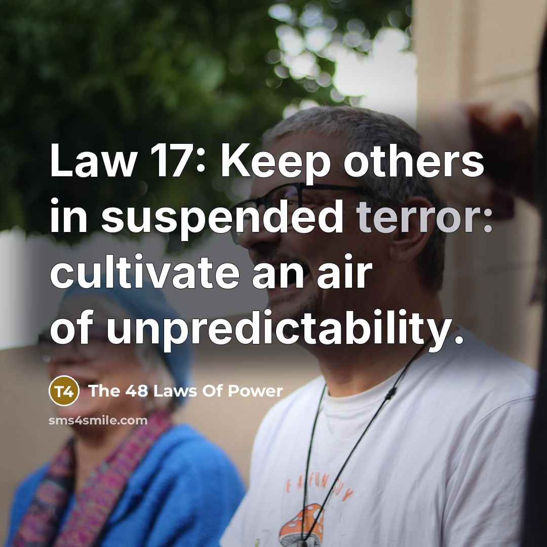 “Law 17: Keep others in suspended terror: cultivate an air…” quote by The 48 Laws Of Power